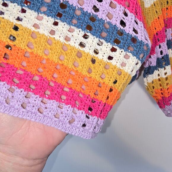 Maaji Pink Prism Kiko Shorts Knit Crochet Pull On 6" Multi Color Stripe M NEW - Picture 9 of 9